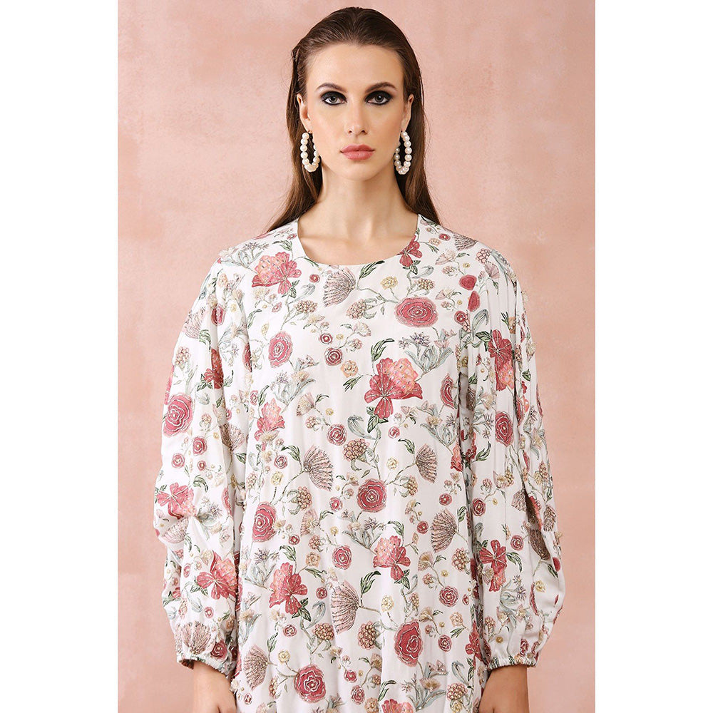 PS Pret by Payal Singhal White Gulbagh Print Front Embroidered Balloon Dress