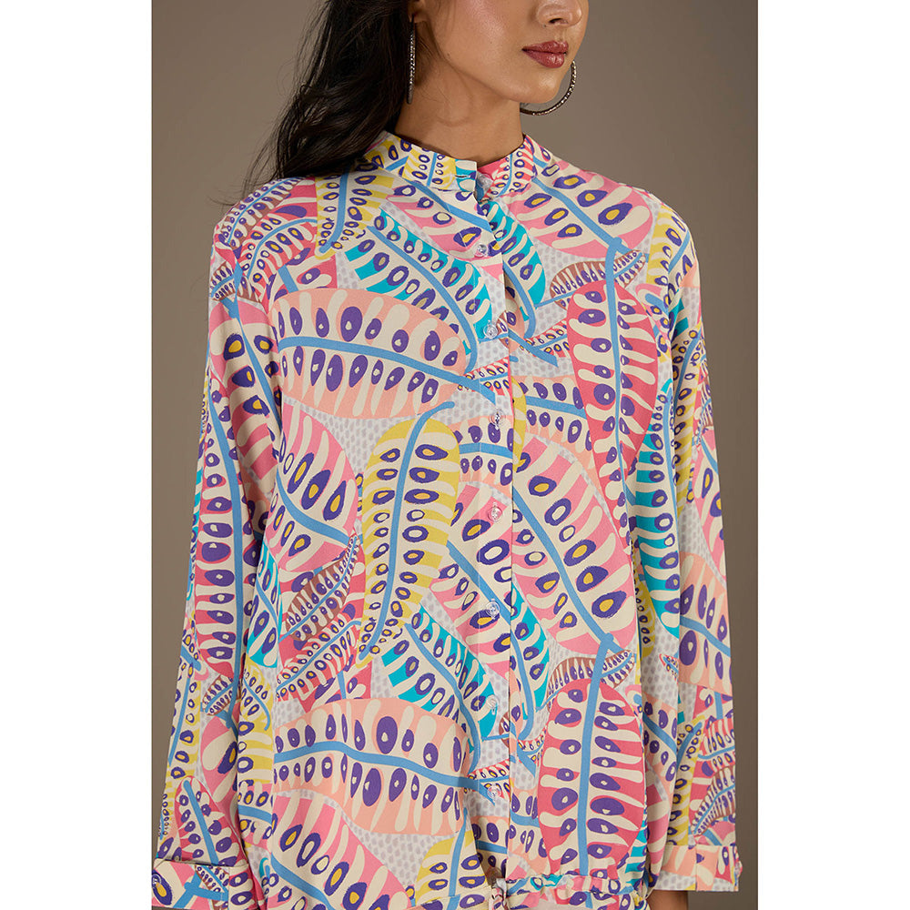 PS Pret by Payal Singhal Multicolor Printed Crepe Top with Waist Tie Up