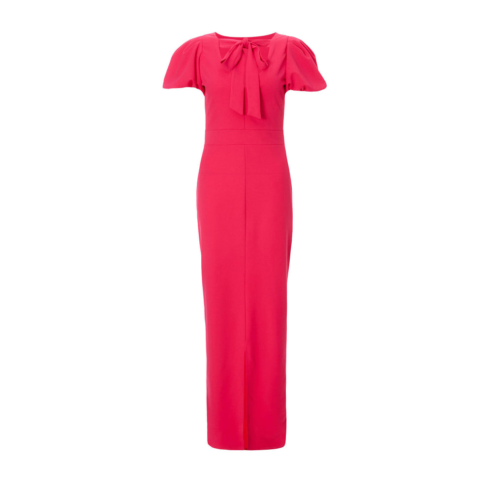 Quiz Clothing Pink Puff Sleeveless Round Neck Bodycon Maxi Dress