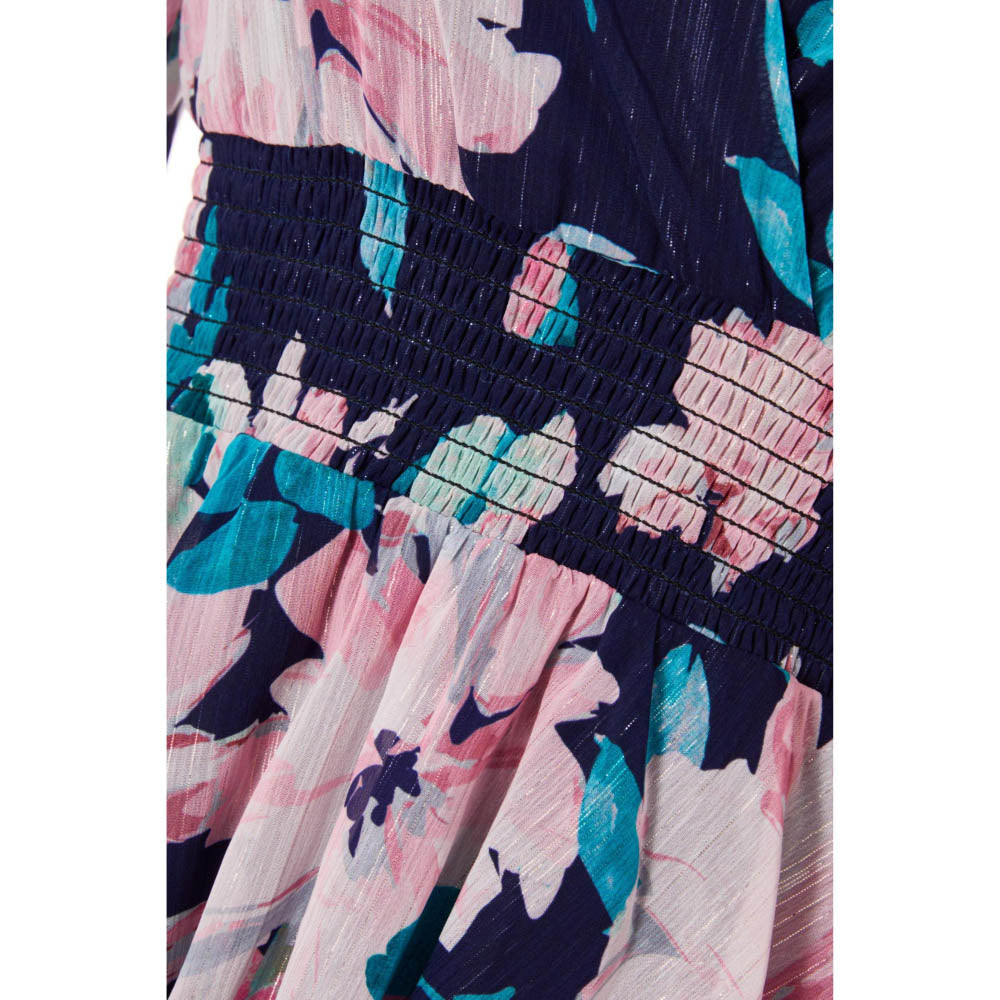 Quiz Clothing Women Navy Blue Polyester Floral Dress