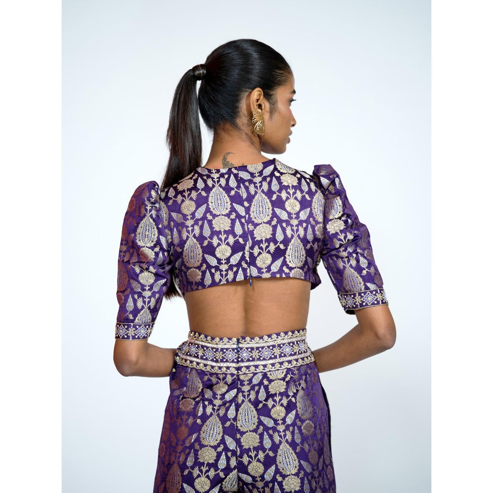 RAAG SUTRA Purple Brocade Jumpsuit