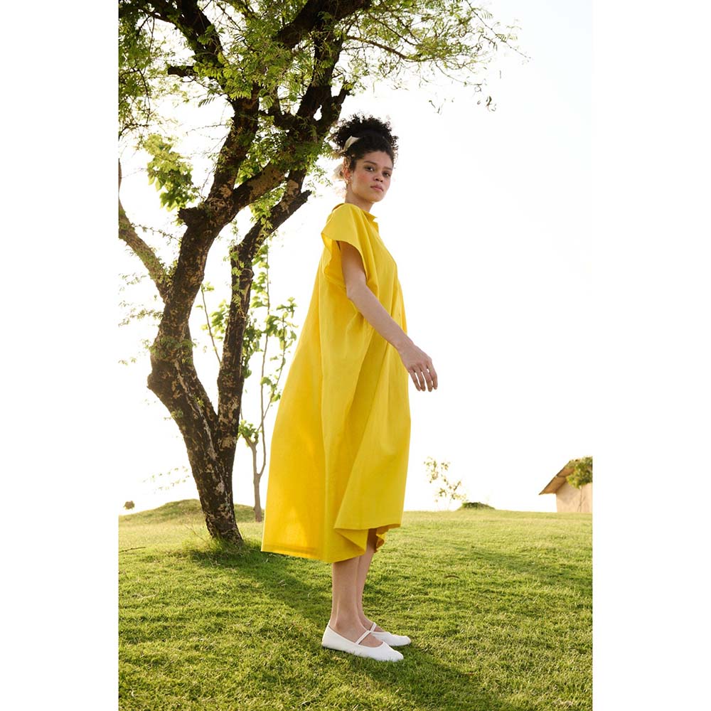 Raas Life Yellow Chamomile Solid Dress