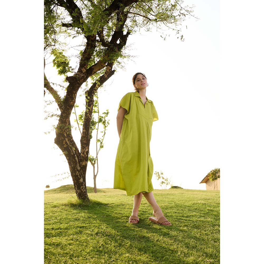 Raas Life Green Chamomile Solid Dress