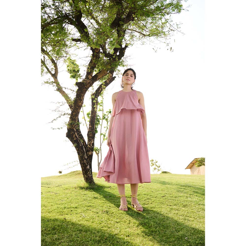 Raas Life Pink Camellia Stripes Dress