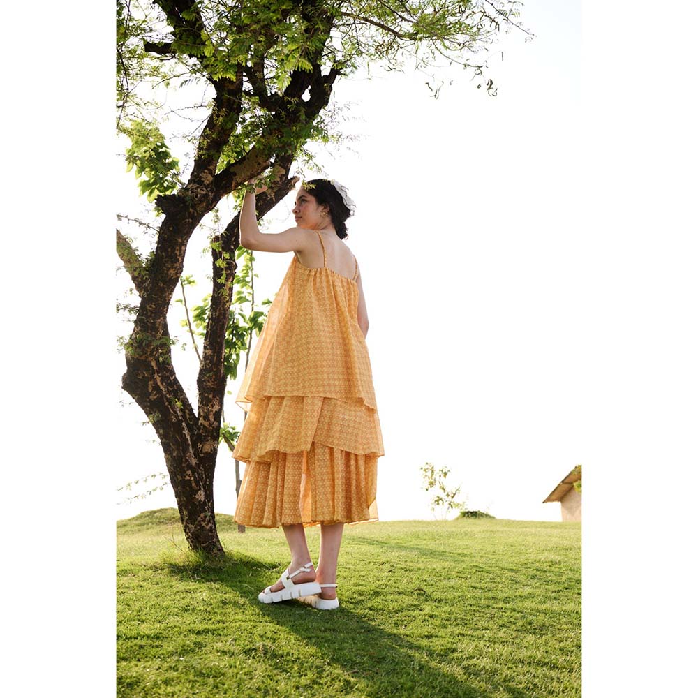 Raas Life Mustard Princess Dress Printed Dress