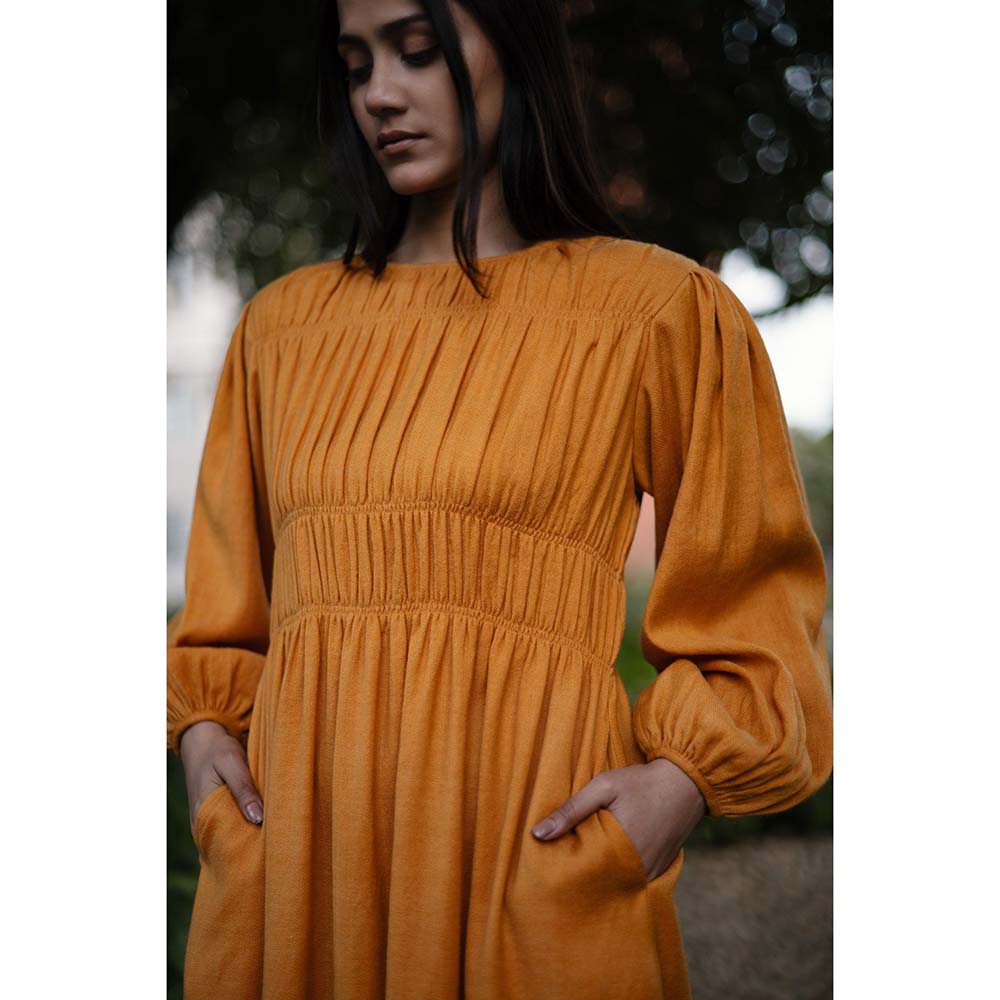 Raas Life Orange Sunflower Solid Dress
