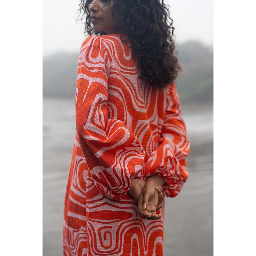 Raas Life Orange Zavi Printed Dress