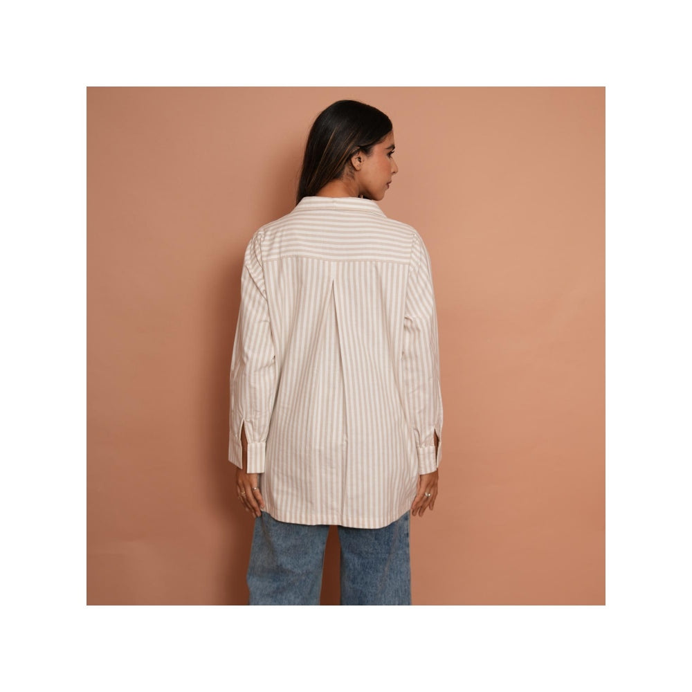 Rabnoor K Sethi White Formal Embroidered Stripe Shirt