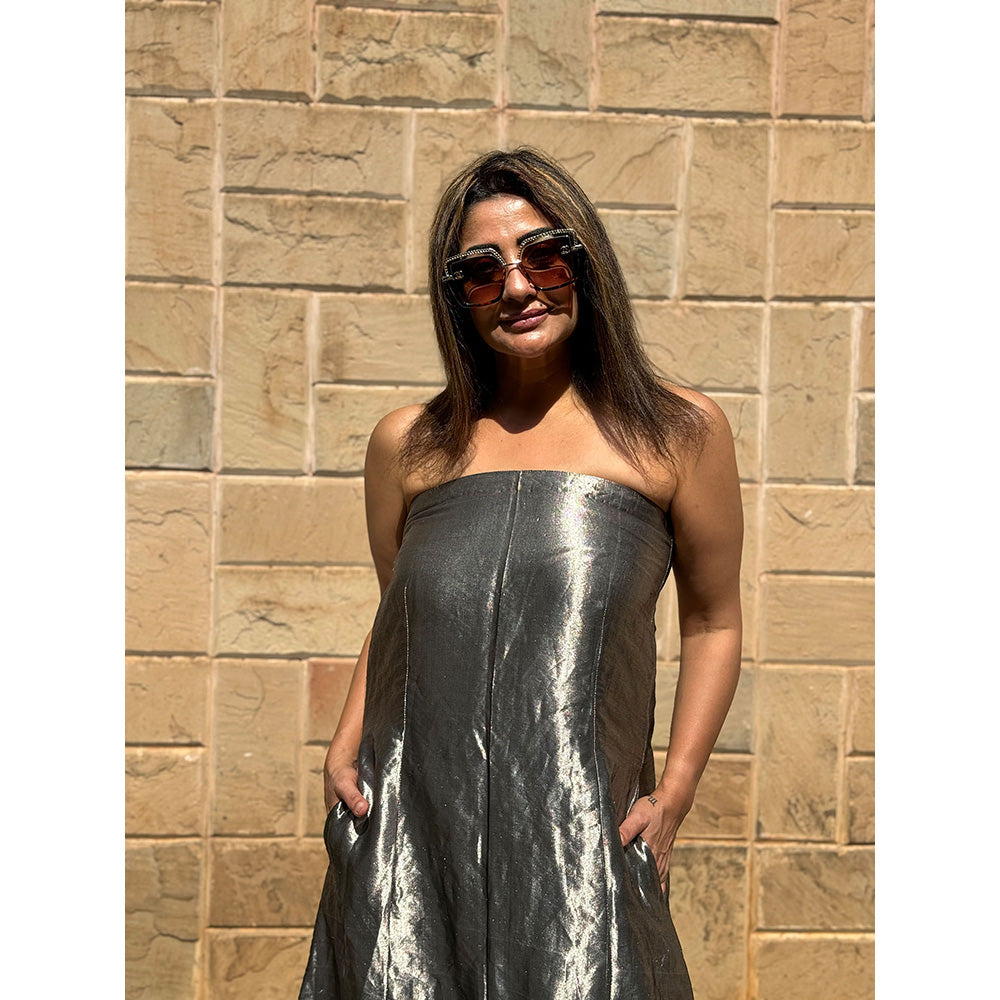 RAISHAA Grey Selene Maxi Cocktail Dress