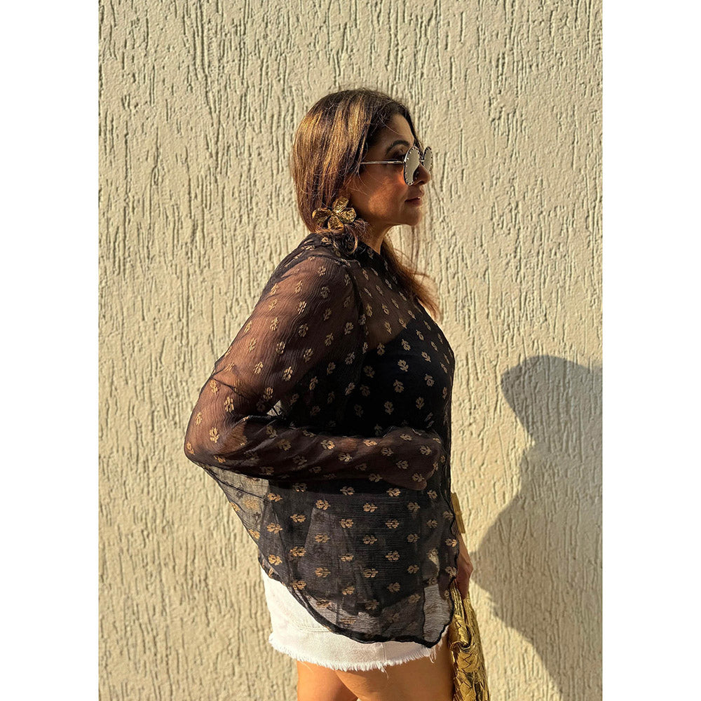 RAISHAA Black Noir Chiffon Top