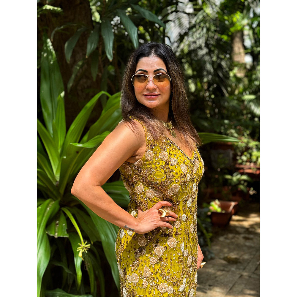 RAISHAA Green Hestia Embellished Cocktail Dress