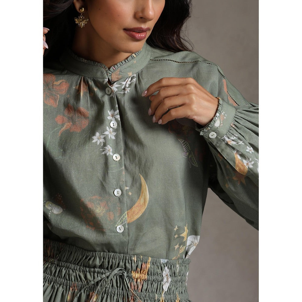 Raiman Sage Enchanted Garden Shirt Style Top and Skirt (Set of 2)