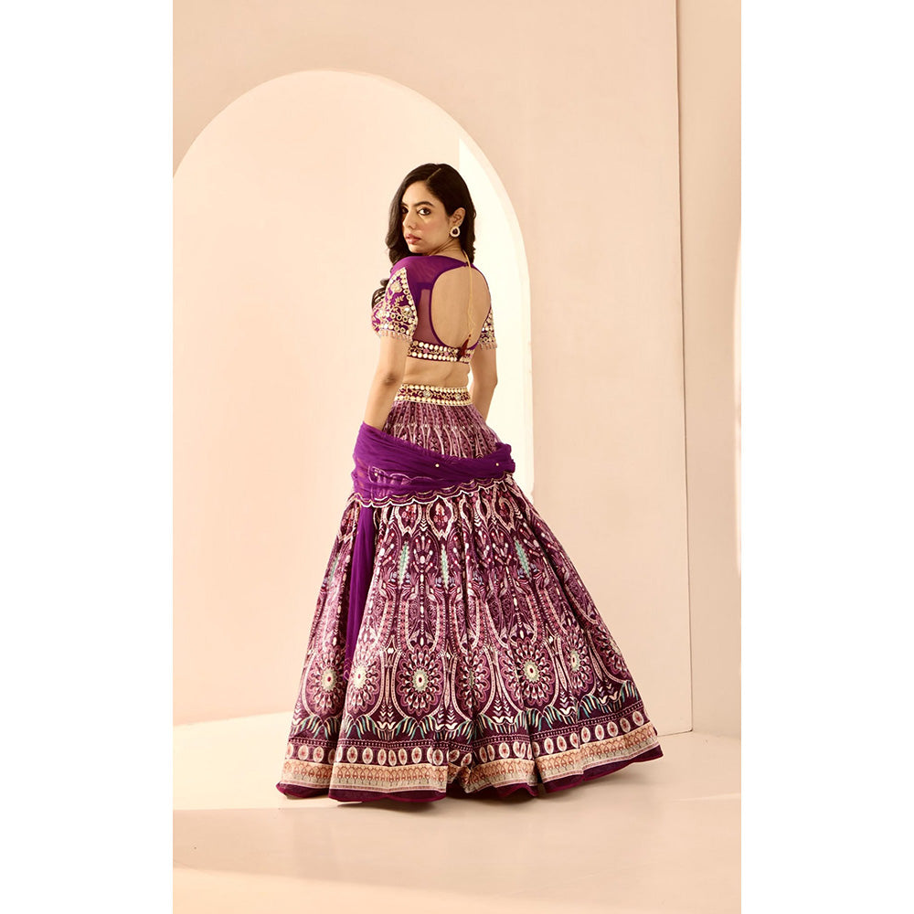 Rashika Sharma Purple Sitara Lehenga with Blouse and Dupatta (Set of 3)