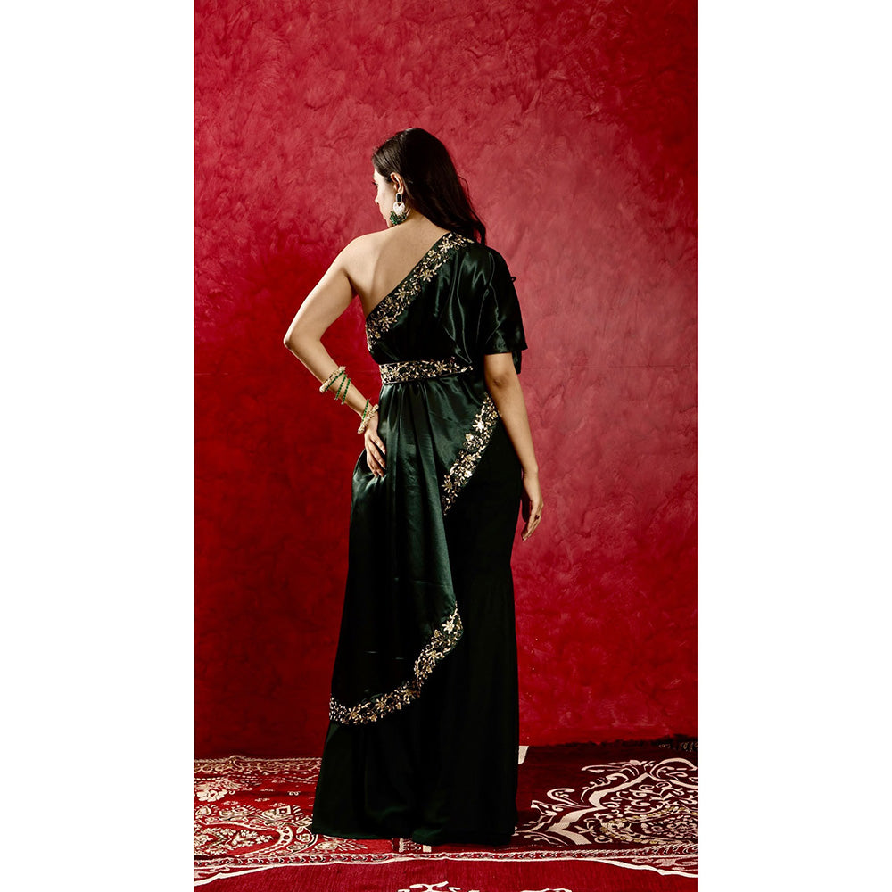 Rashika Sharma Green Seher Top with Sharara and Belt (Set of 3)