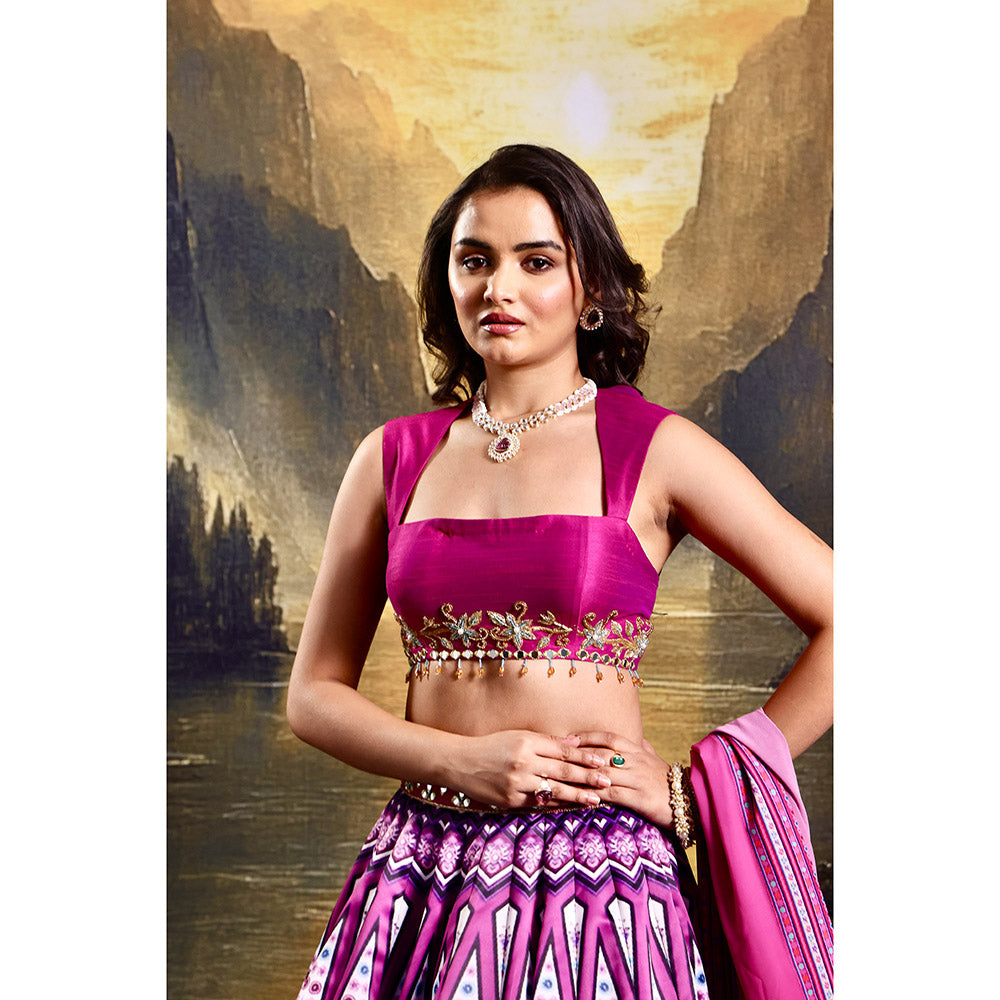 Rashika Sharma Pink Jamila Lehenga with Blouse and Dupatta (Set of 3)