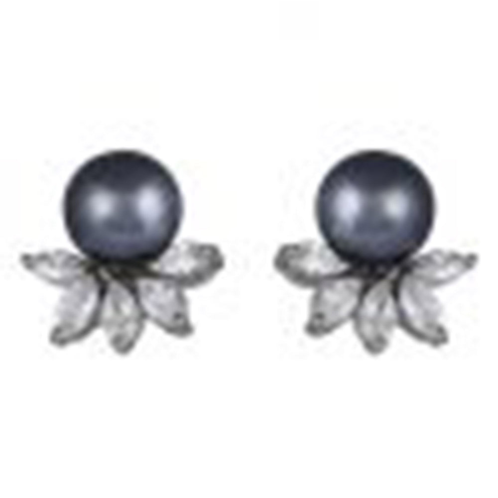 Raya Jewels Silver & Charcoal Tiny Stud Earrings