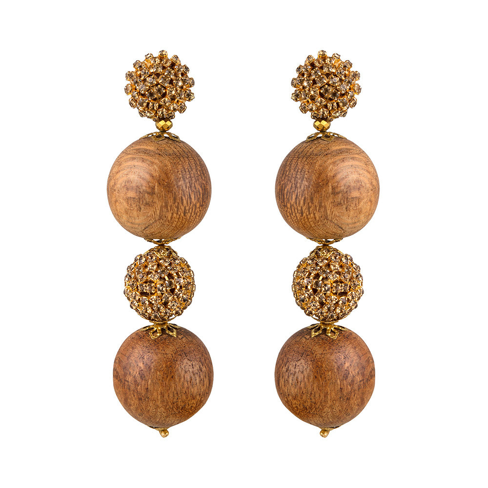 Raya Jewels Wood Bauble Long Earrings
