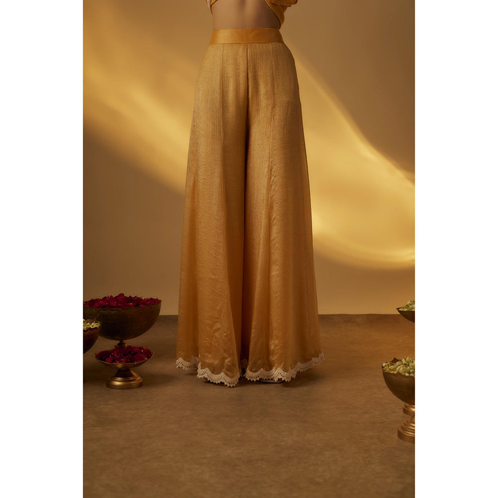 RAYASHA KHAN Mango Yellow Short Kurti with Palazzo and Dupatta