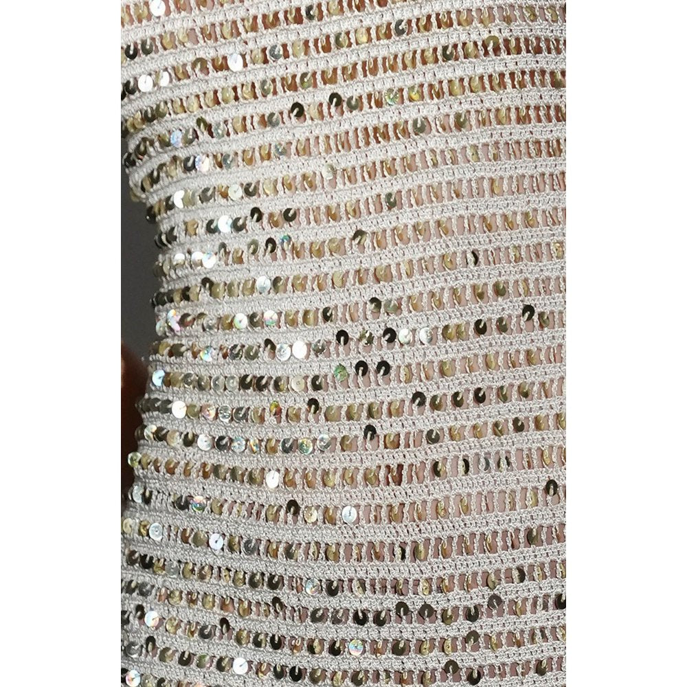 Realm By Vaishali Aria Off White Sequin Crochet Mini Dress