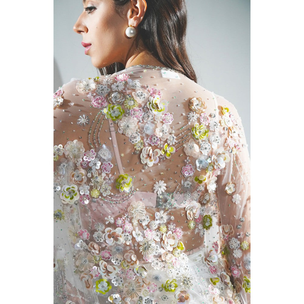 Realm By Vaishali Eden 3D Floral Embroidery Flower Cape