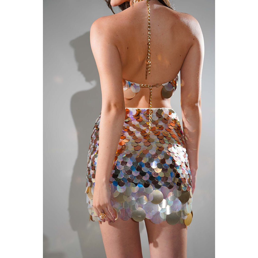 Realm By Vaishali Multi-Colour Isla Sequin Bustier with Skirt (Set of 2)