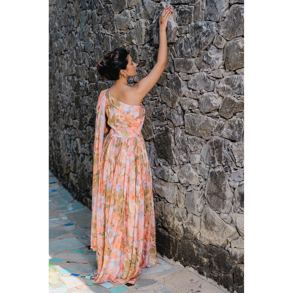 Redpine Designs Coral Printed, Pleated Jumpsuit