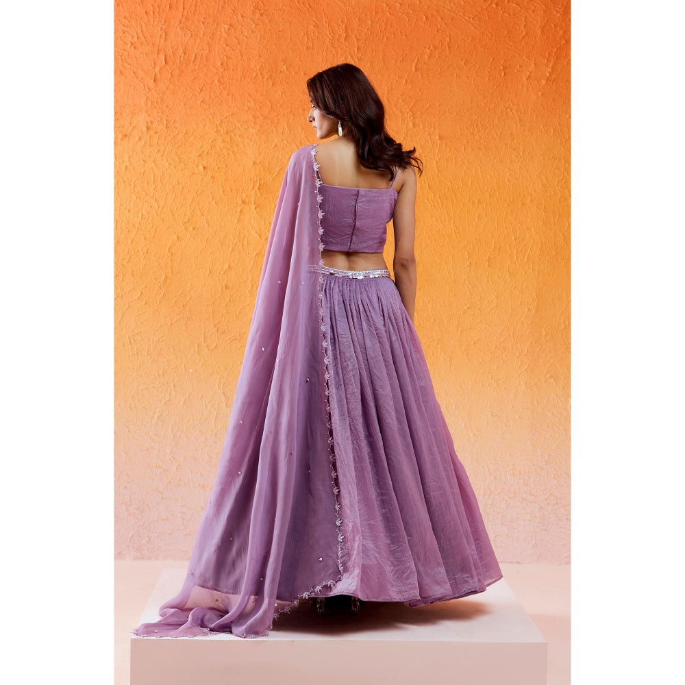 Redpine Designs Lavender Embroidered Lehenga with Blouse and Dupatta (Set of 3)