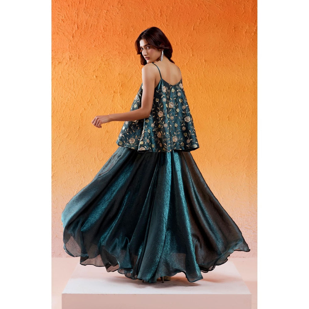 Redpine Designs Teal Blue Top with Sharara (Set of 2)