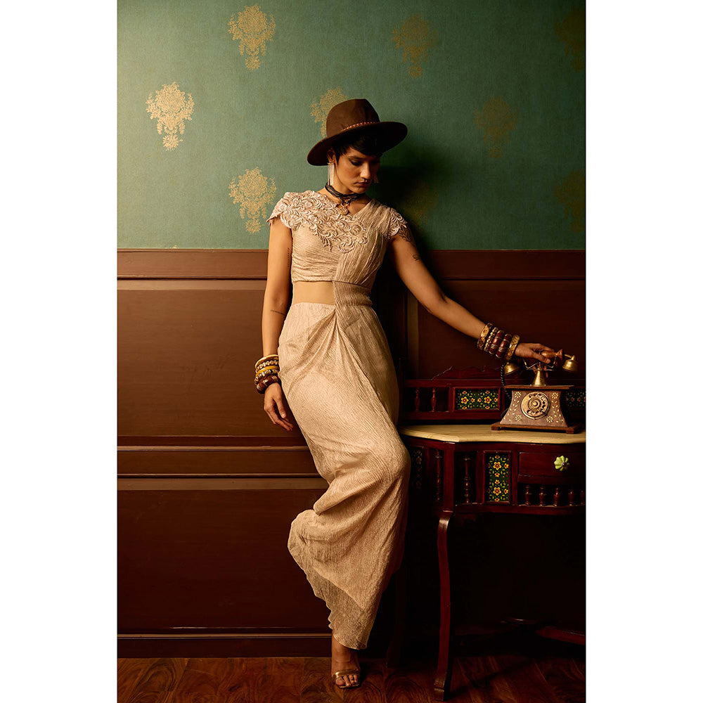 REETI ARNEJA Pink Mist Drape Gown