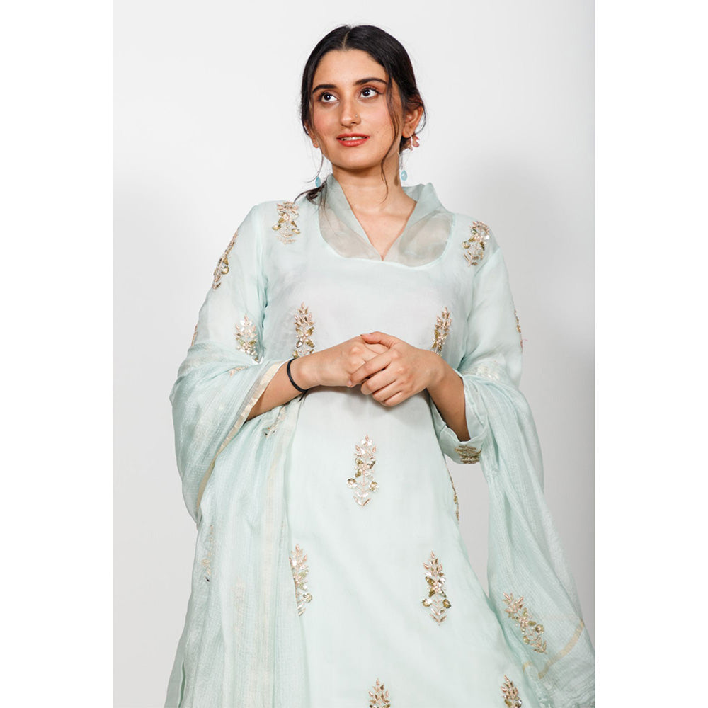 Rhapsody Jaipur High Collared Kurta and Skirt (Set of 3)