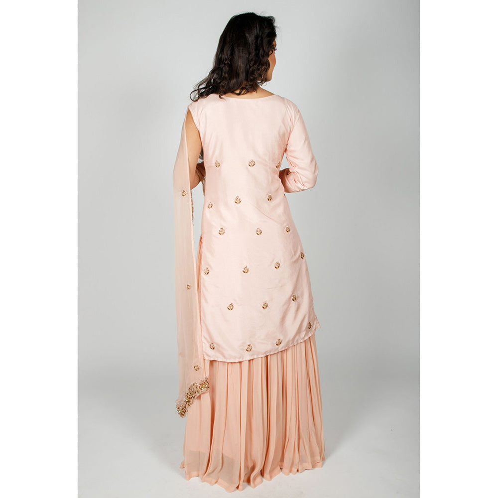 Rhapsody Jaipur Peach Kurta with Attached Dupatta (Set of 2)