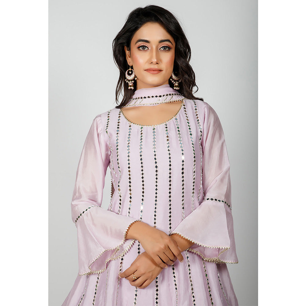Rhapsody Jaipur Lavender Mirror Work Suit (Set of 3)