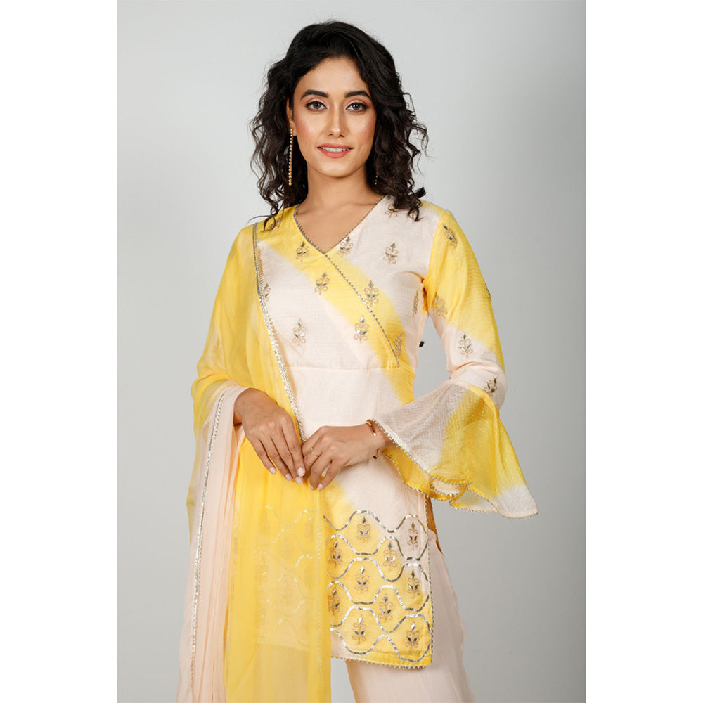 Rhapsody Jaipur Peach Yellow Sharara (Set of 3)