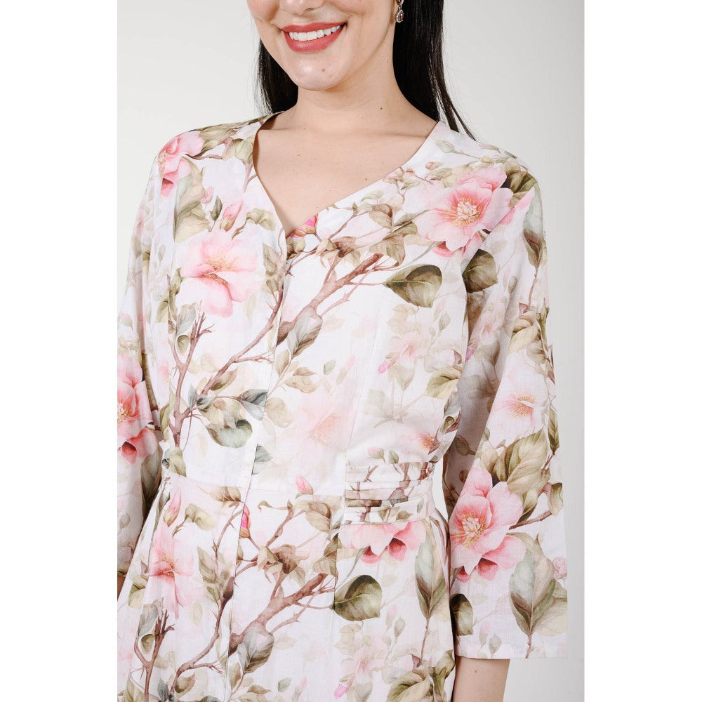 Rhapsody Jaipur Multi Colour Printed Blume Midi Dress