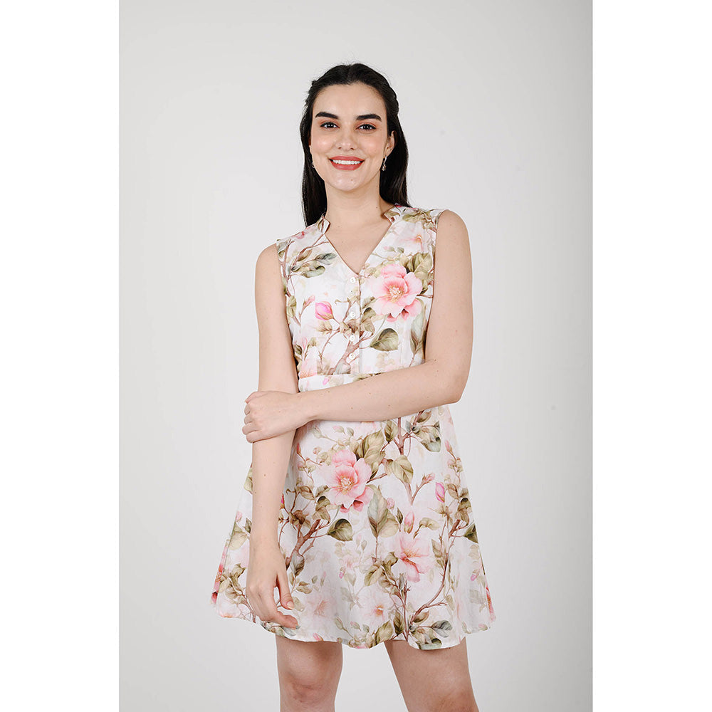 Rhapsody Jaipur Multi Colour Printed Blume Sleeveless Dress