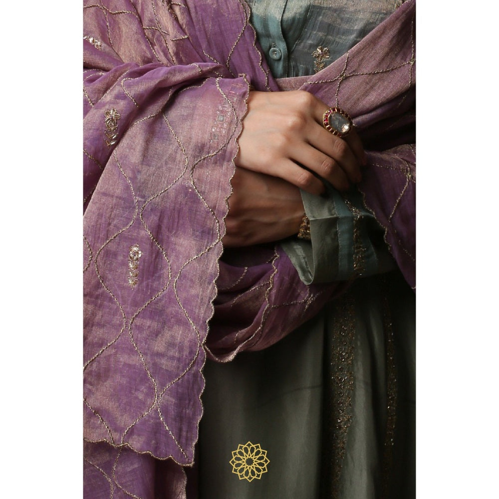 Rhua India Green Ira Straight Kurta with Churidar and Dupatta (Set of 3)