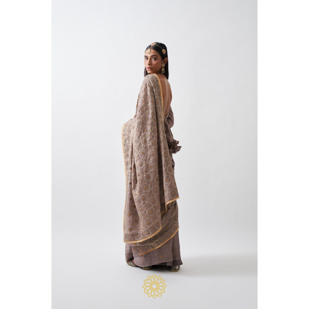 Rhua India Purple Vera Classical Saree with Stitched Blouse and Petticoat