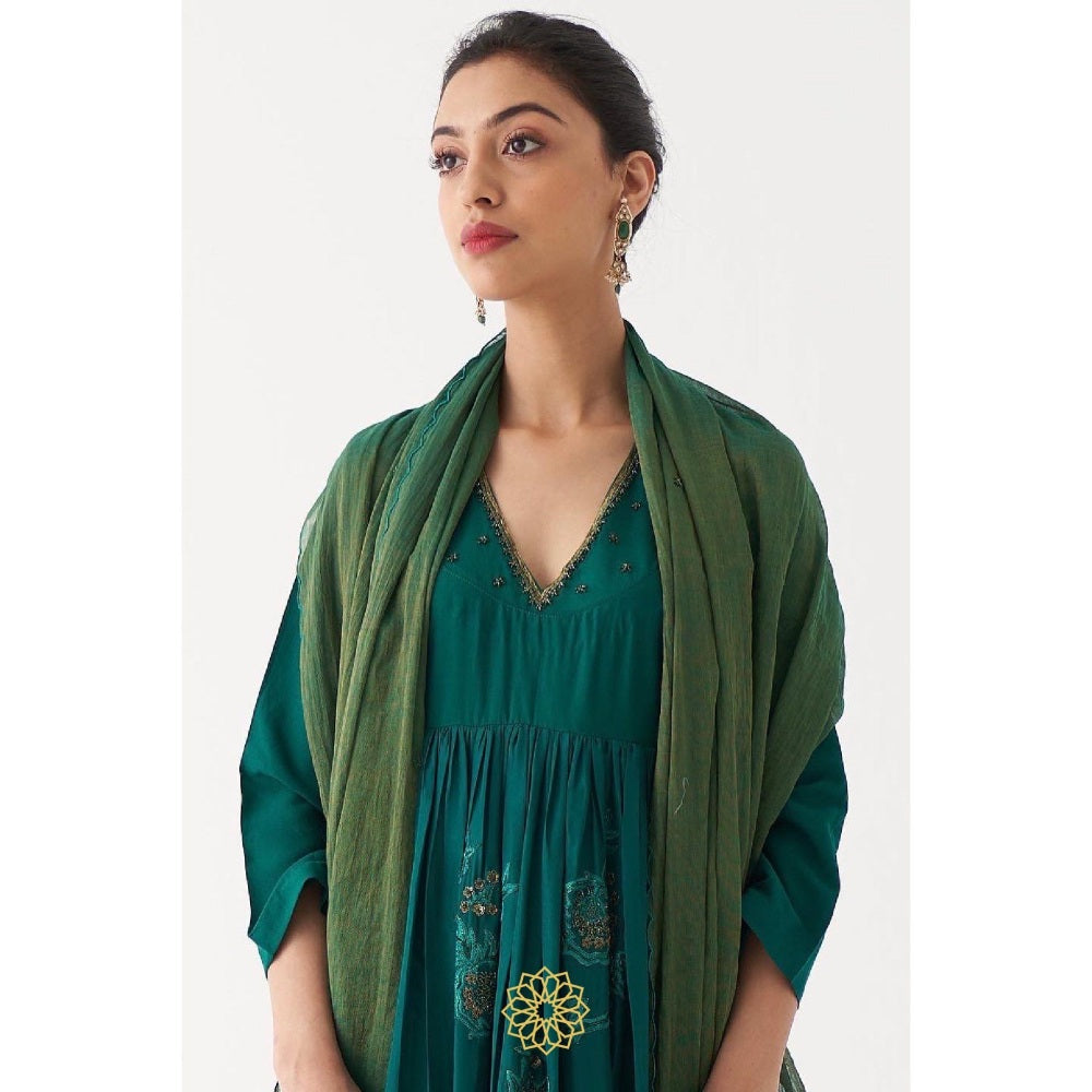 Rhua India Green Zoya Straight Kurta with Pant and Dupatta (Set of 3)