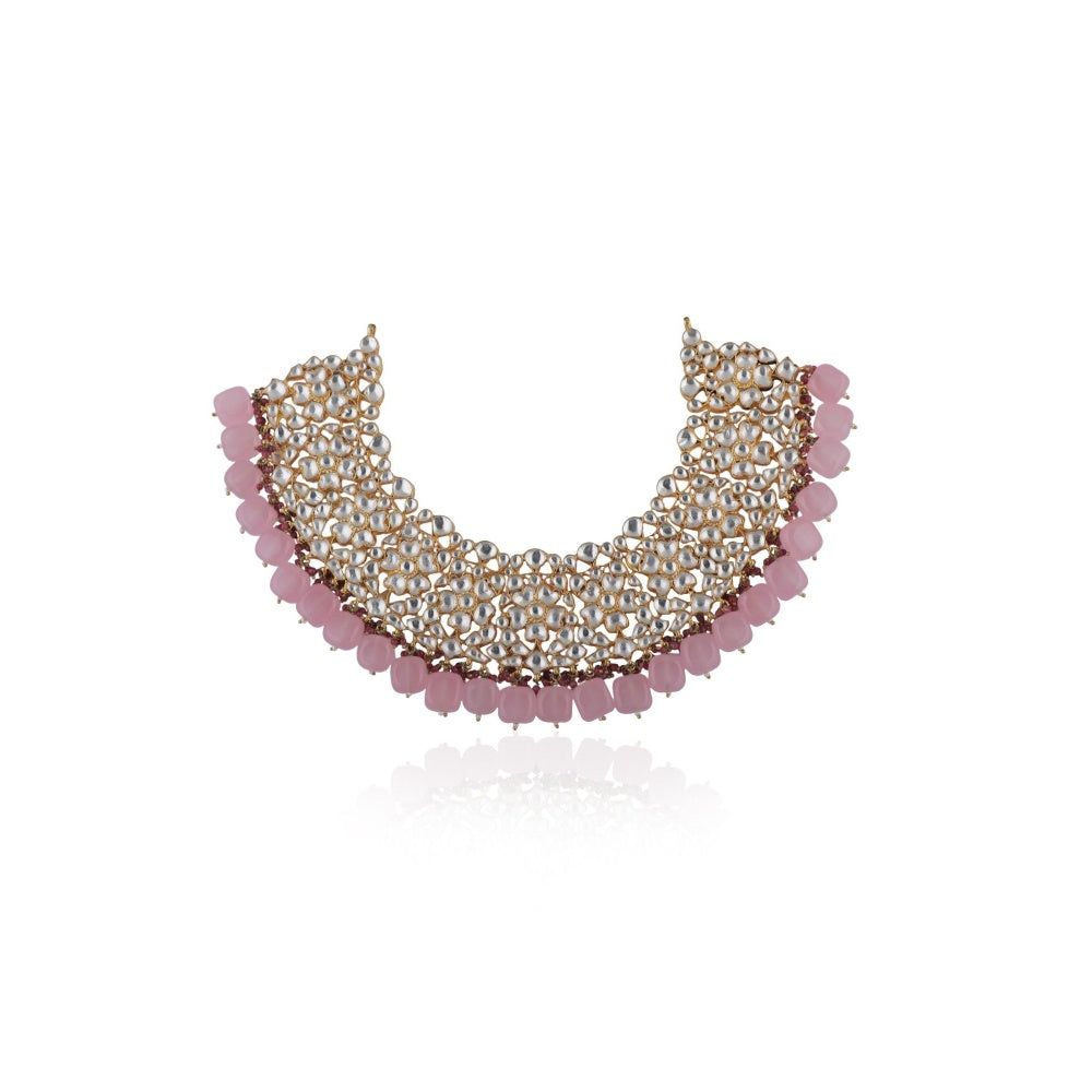 RIANA JEWELLERY Pink Beads Necklace Set