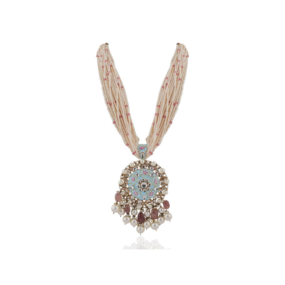 RIANA JEWELLERY Firozi Work Necklace Set