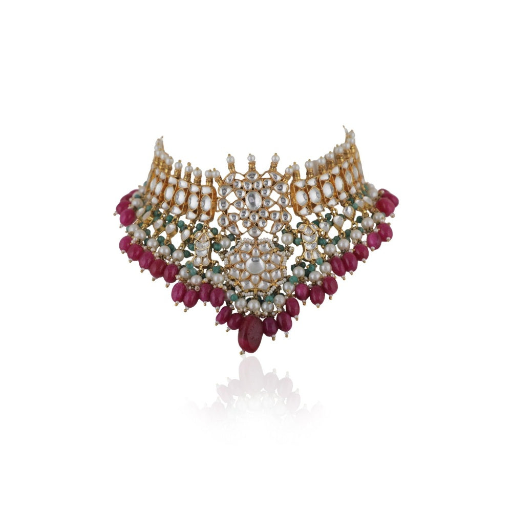 RIANA JEWELLERY Choker Necklace Set with Jhumkis