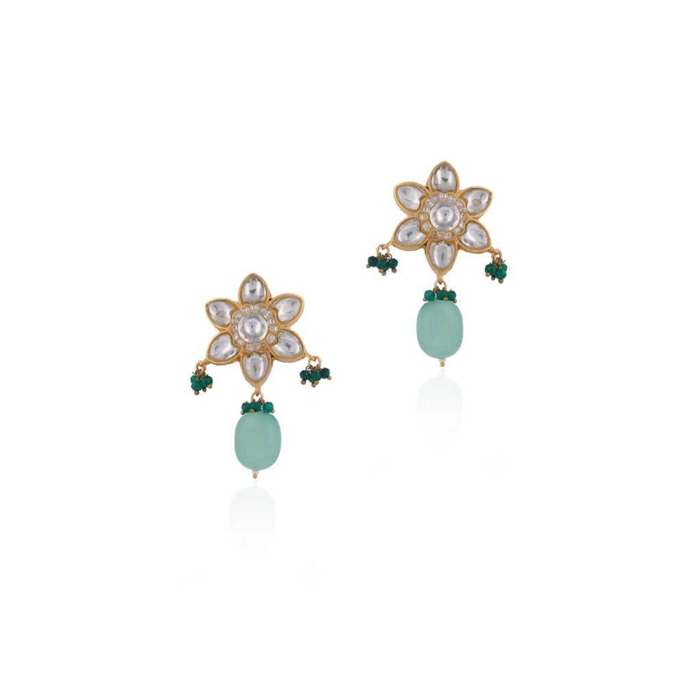 RIANA JEWELLERY Sea Green Gold Plated Drop Earrings