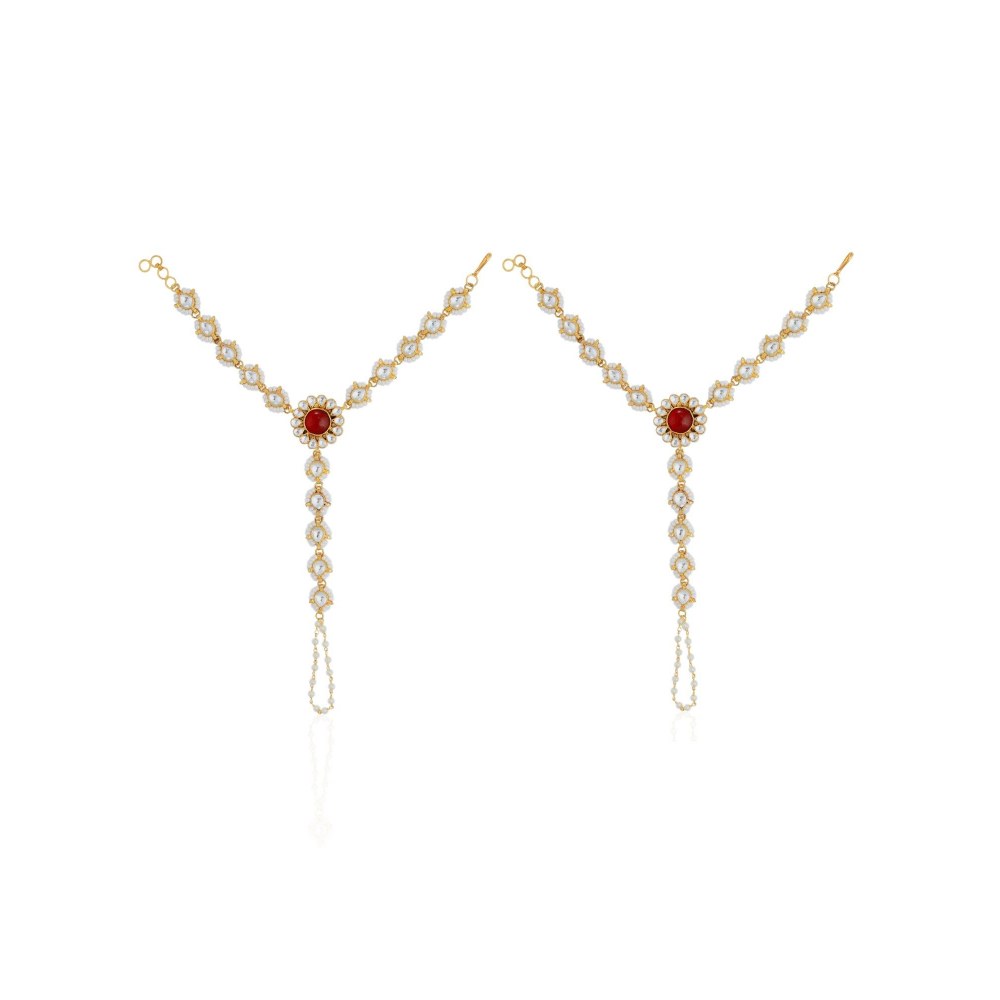 RIANA JEWELLERY Gemstone Hathful With Floral Delicate Design For Women