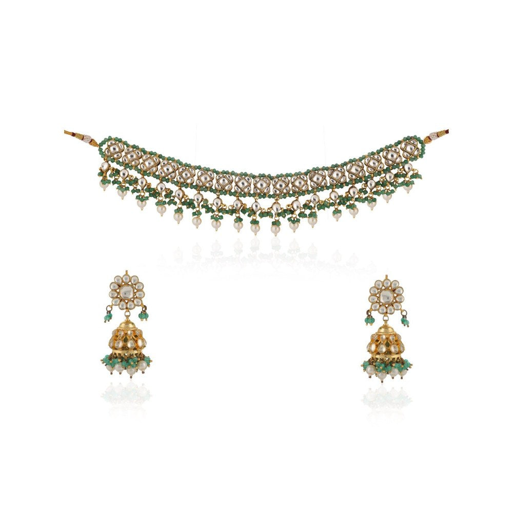 RIANA JEWELLERY Sea Green Choker Set