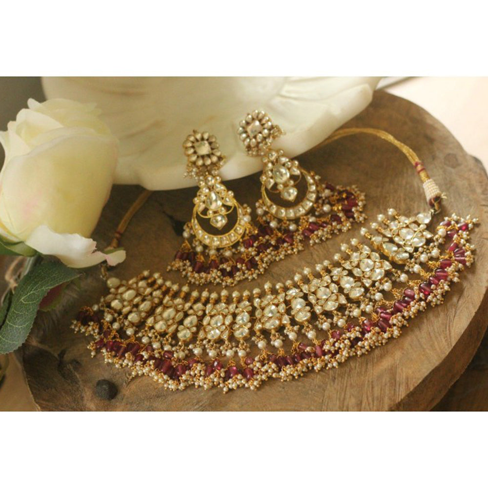 RIANA JEWELLERY Handcrafted Polki Kundan Necklace Set