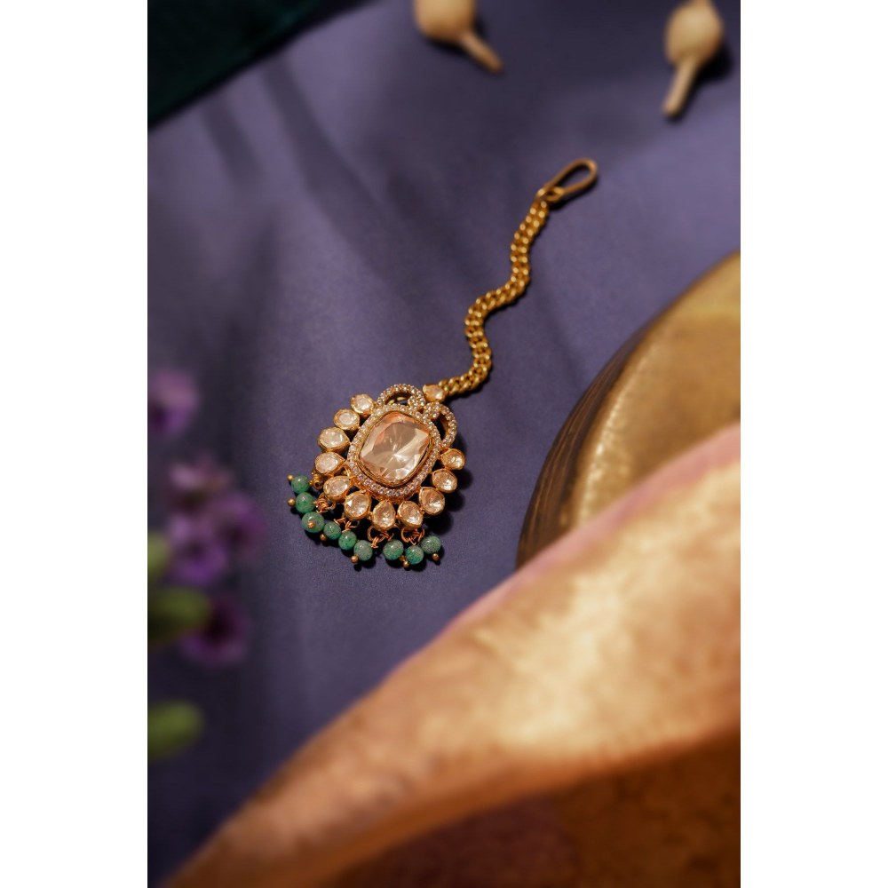 RIANA JEWELLERY Monzonite Stone Maang Tikka
