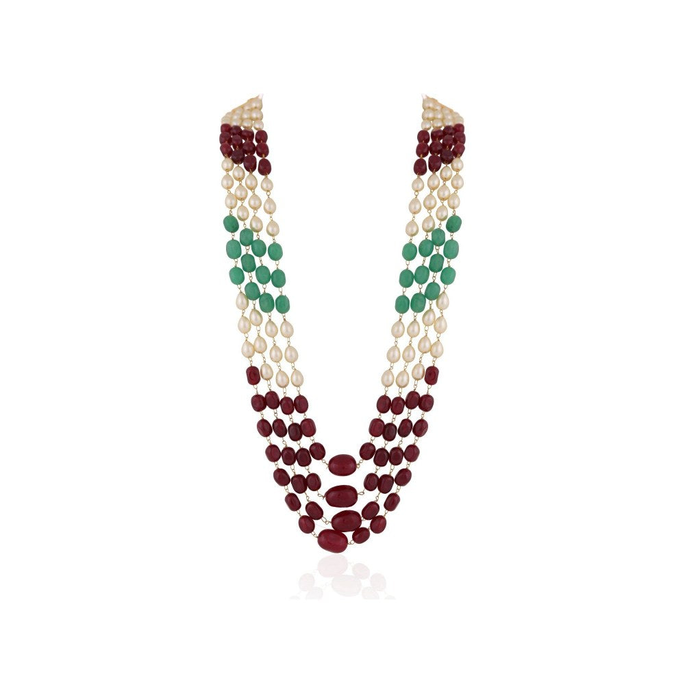 RIANA JEWELLERY Multicolour Semiprecious Jade Stone Beads Necklace For Women