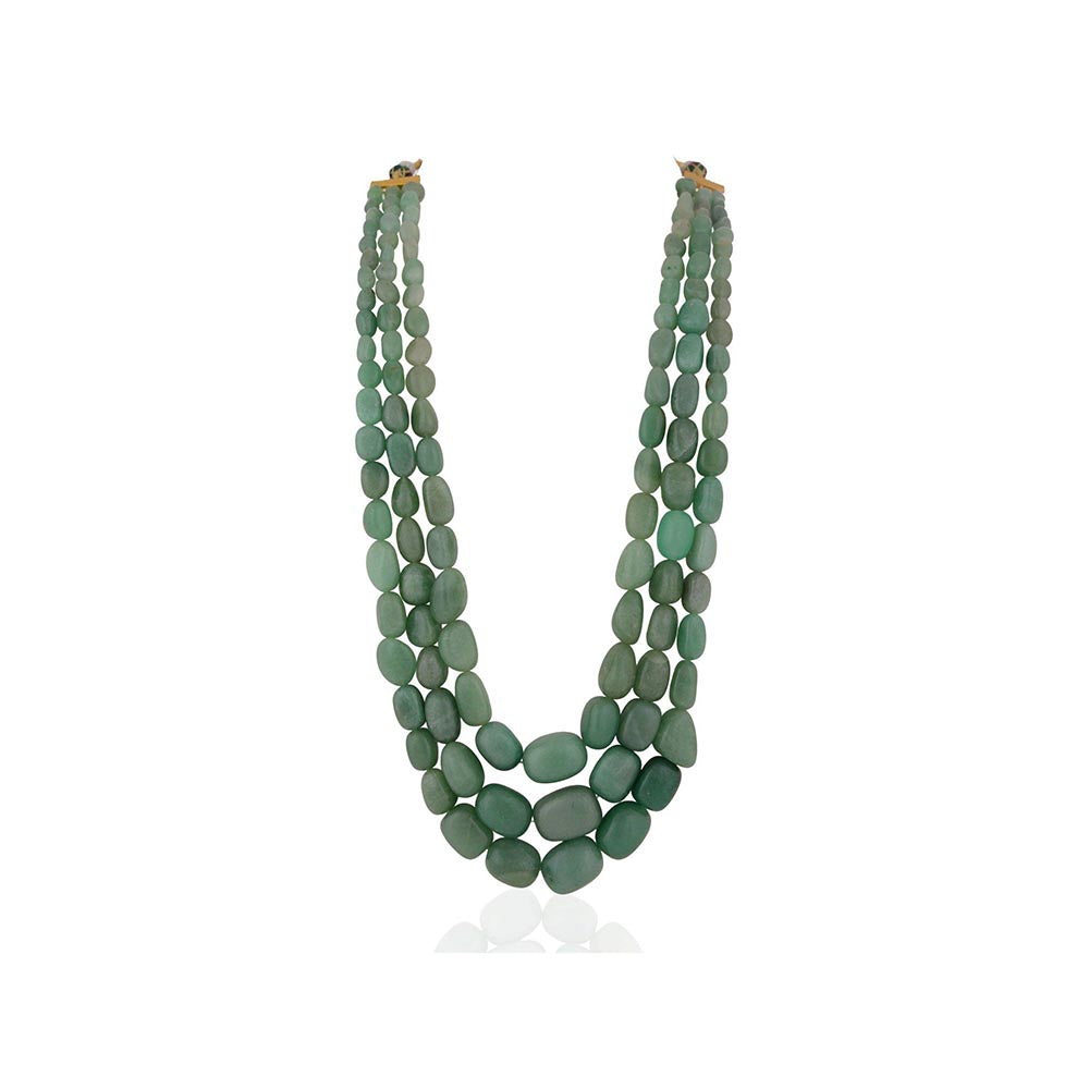 RIANA JEWELLERY Three Layer Onyx Stone Beads Necklace For Women