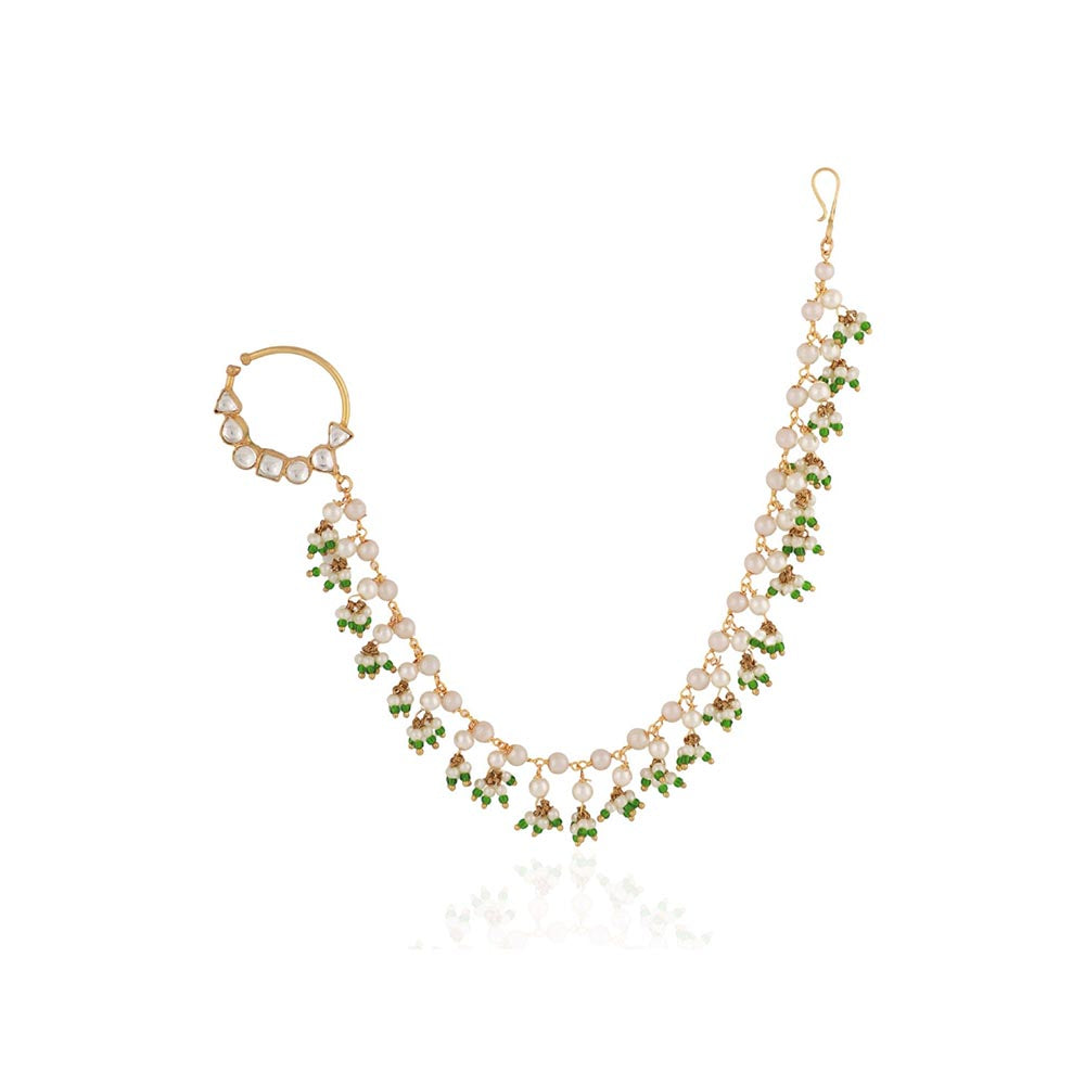 RIANA JEWELLERY White Nath With Small Pearl