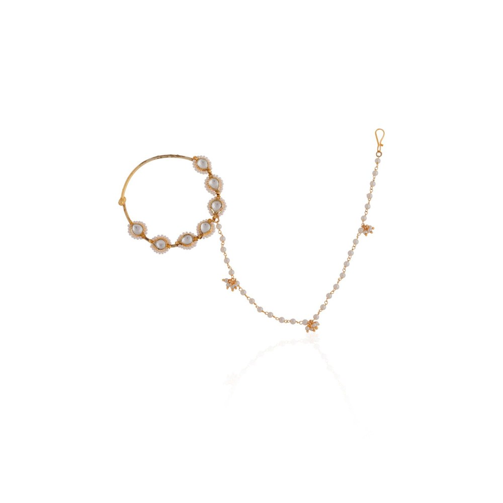 RIANA JEWELLERY White Gold Pearl Nath